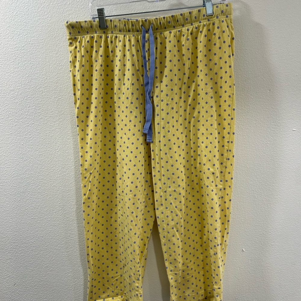 Yellow Pajama Pants with Blue Dots